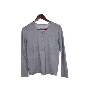 Albion Fit Grey Micro Stripe Henley Size Small.